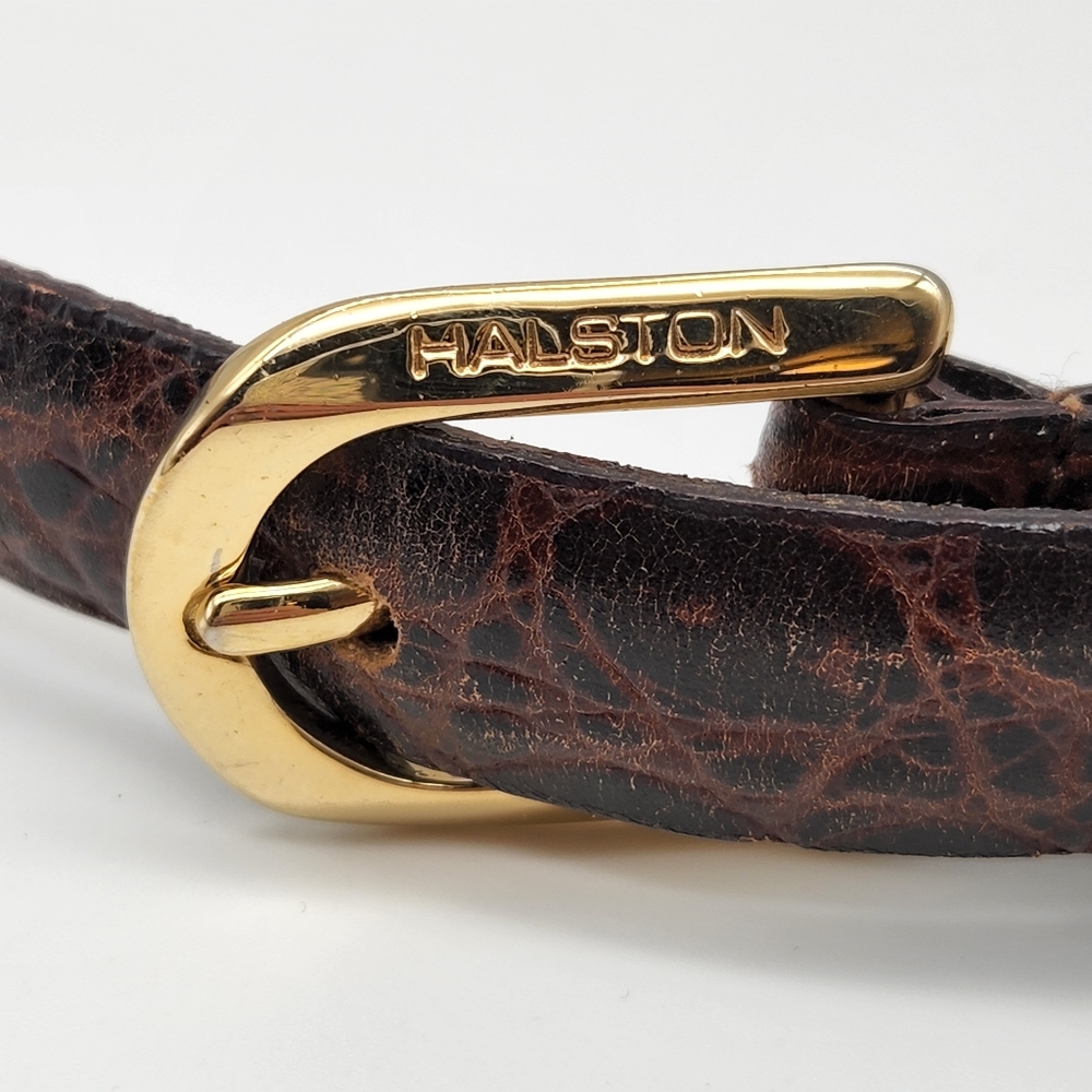 Halston Embossed Brown Leather Belt - Size small